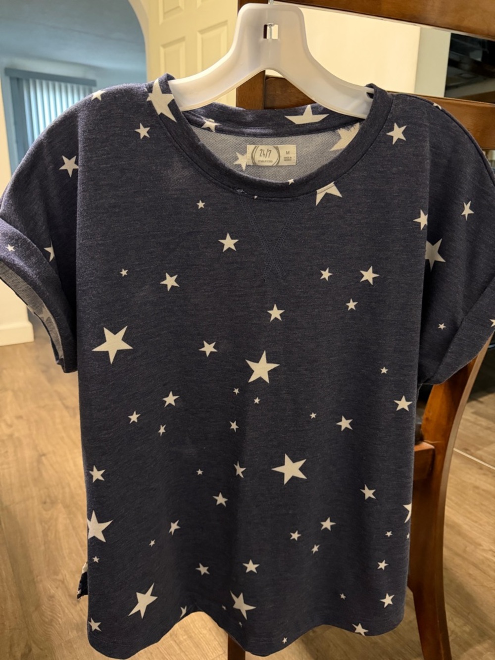 Maurices Navy Blue Star Print Short Sleeve Tee